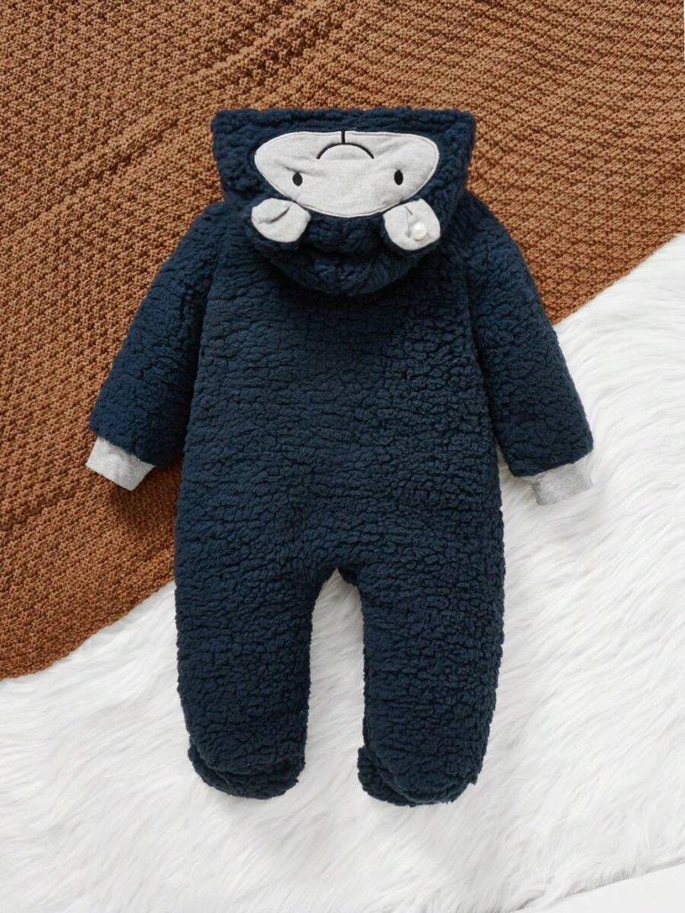 Baby 3D Ears Hooded Teddy Jumpsuit
