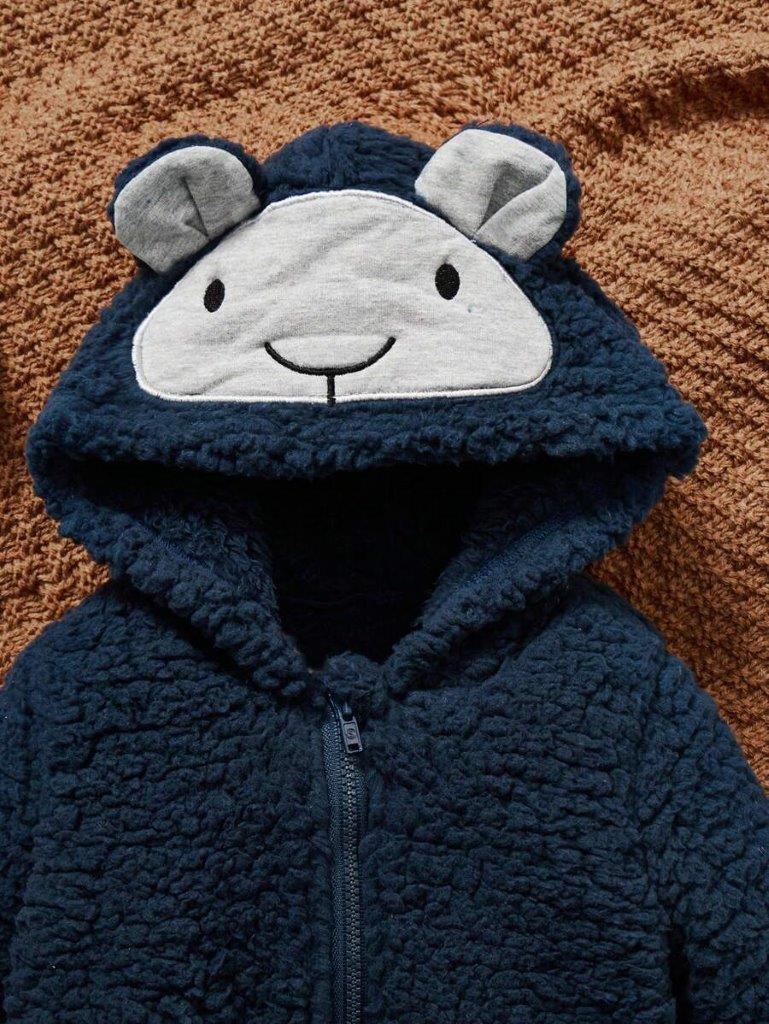 Baby 3D Ears Hooded Teddy Jumpsuit