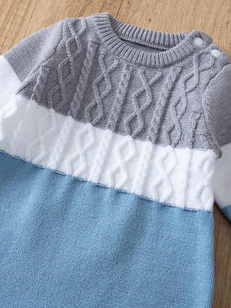 Baby Cable Knitted Jumpsuit And Beanie