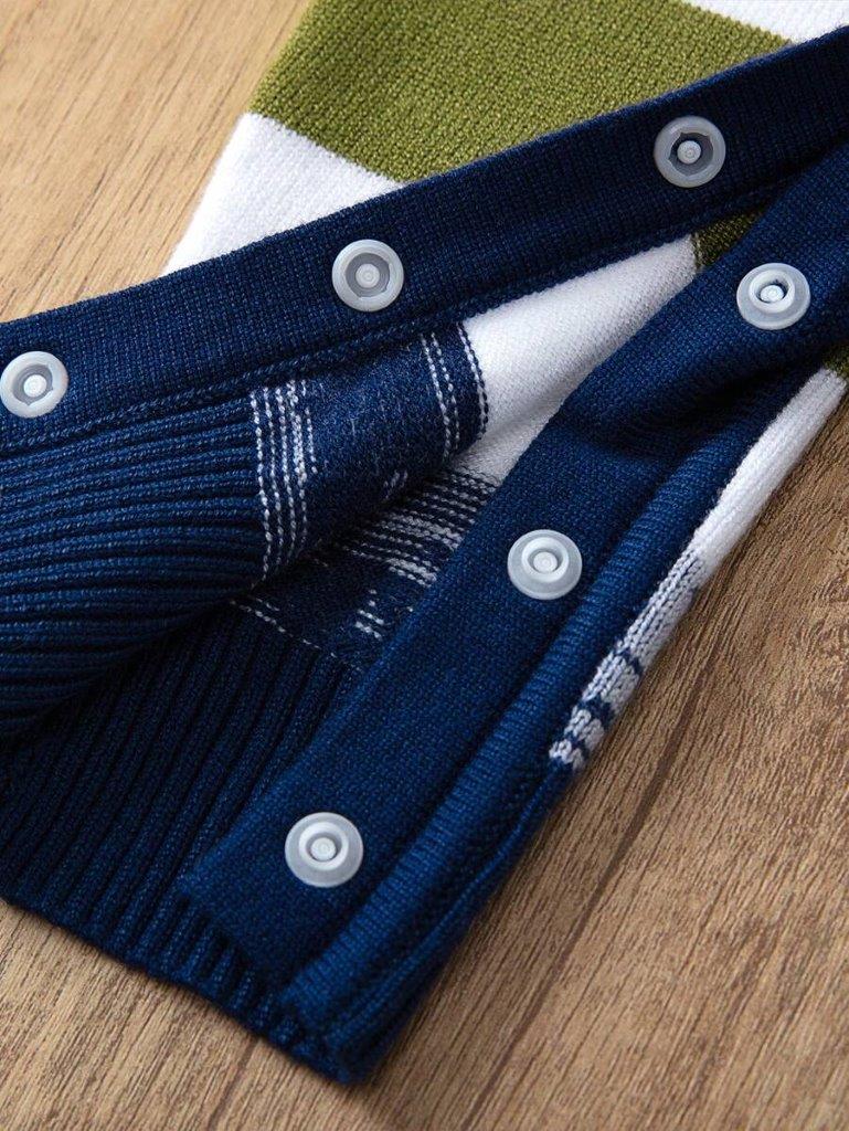 Baby Boy Stripe Colourblock Knitted Jumpsuit