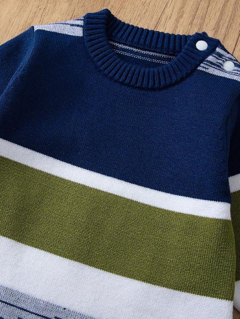Baby Boy Stripe Colourblock Knitted Jumpsuit