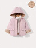 Baby Pink Teddy Lined Hooded Coat