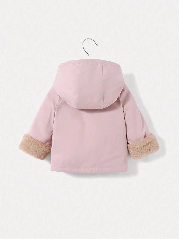 Baby Pink Teddy Lined Hooded Coat