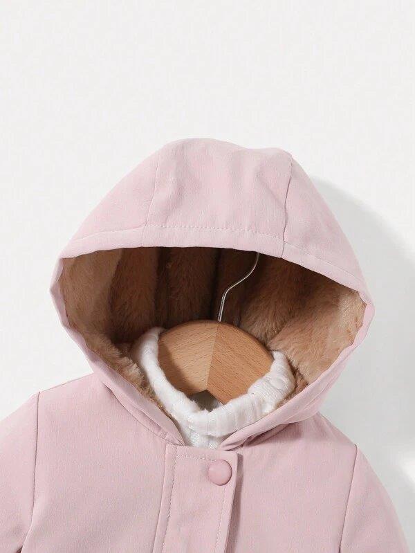 Baby Pink Teddy Lined Hooded Coat