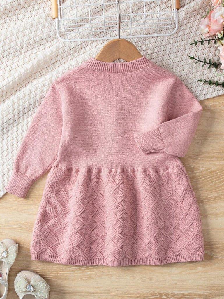 Baby Pink Bow Knitted Dress