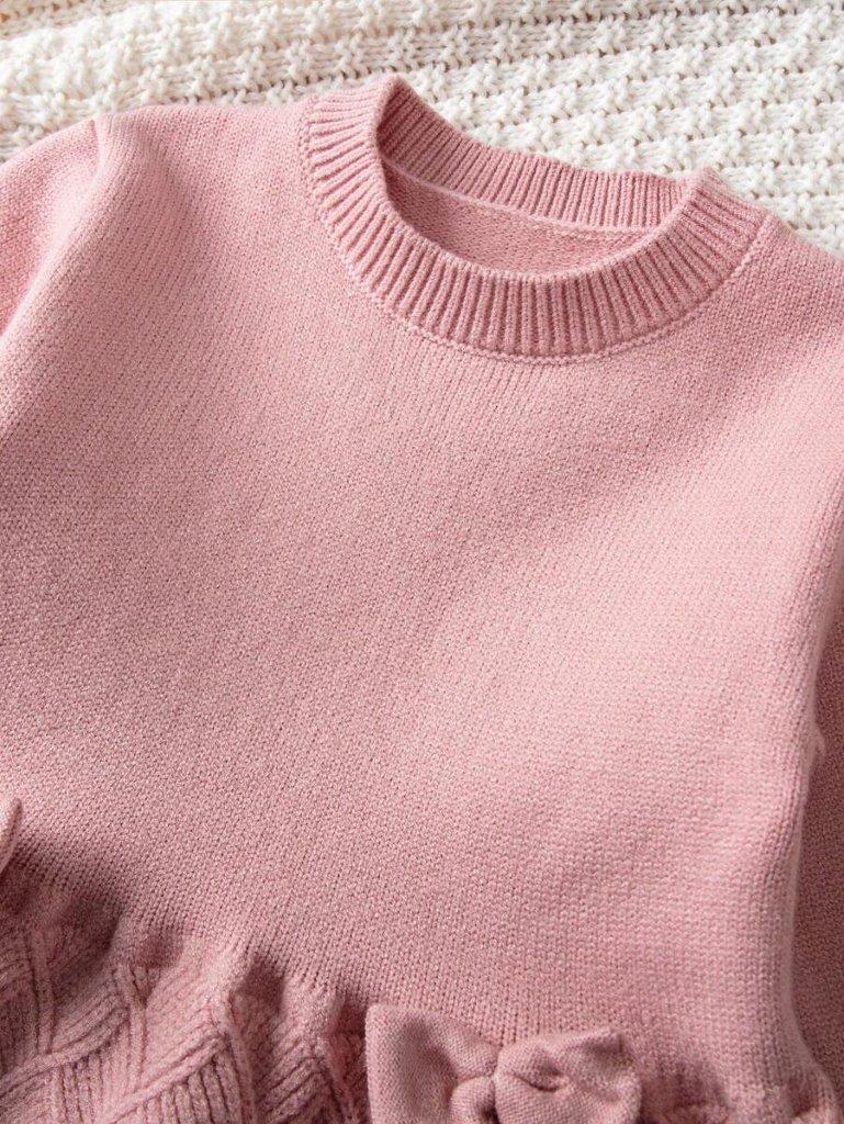 Baby Pink Bow Knitted Dress