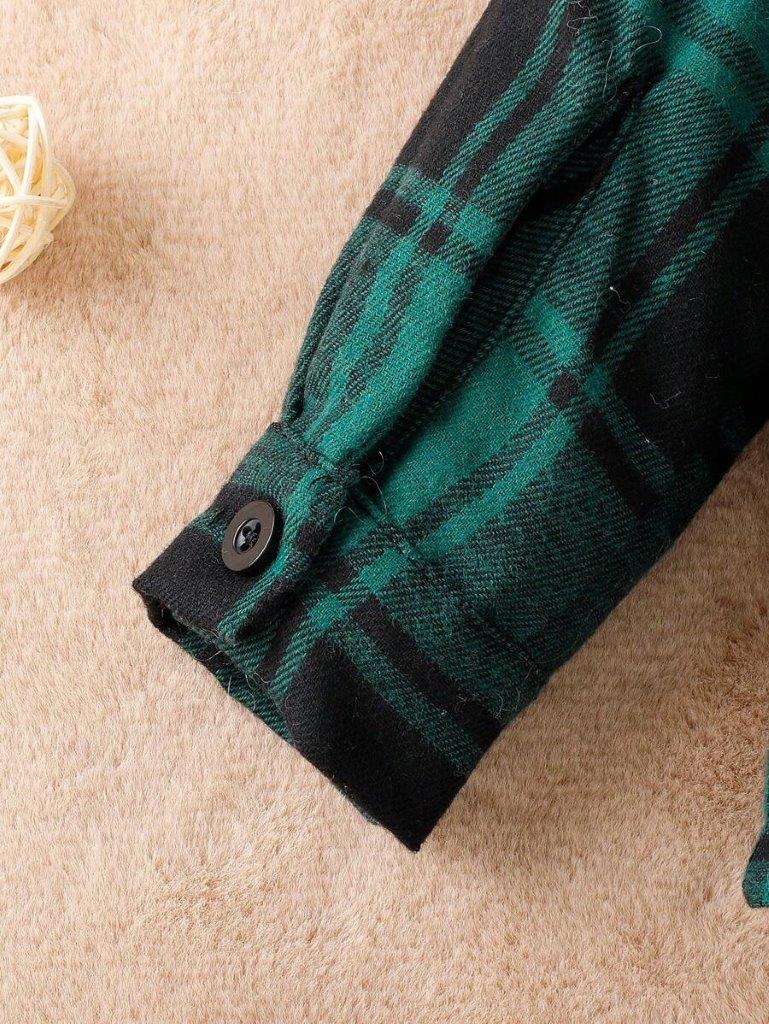 Baby Green Plaid Shirt With Pants Set