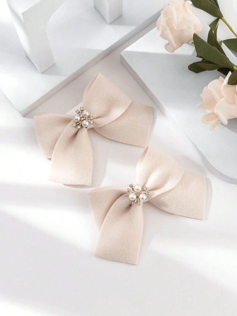 2 Piece Beige Butterfly Hair Clips Set