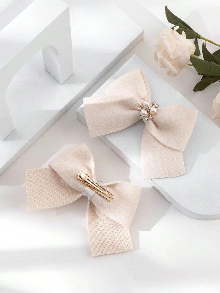 2 Piece Beige Butterfly Hair Clips Set