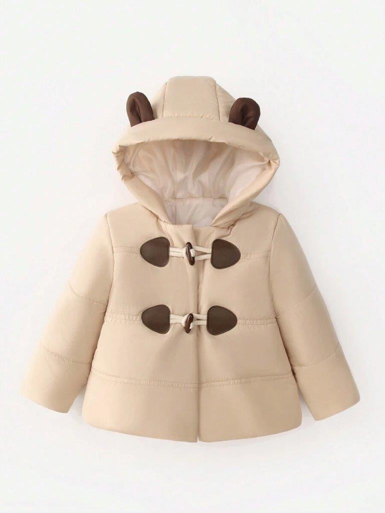 Baby Brown 3D Ears Puffer Coat