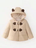 Baby Brown 3D Ears Puffer Coat