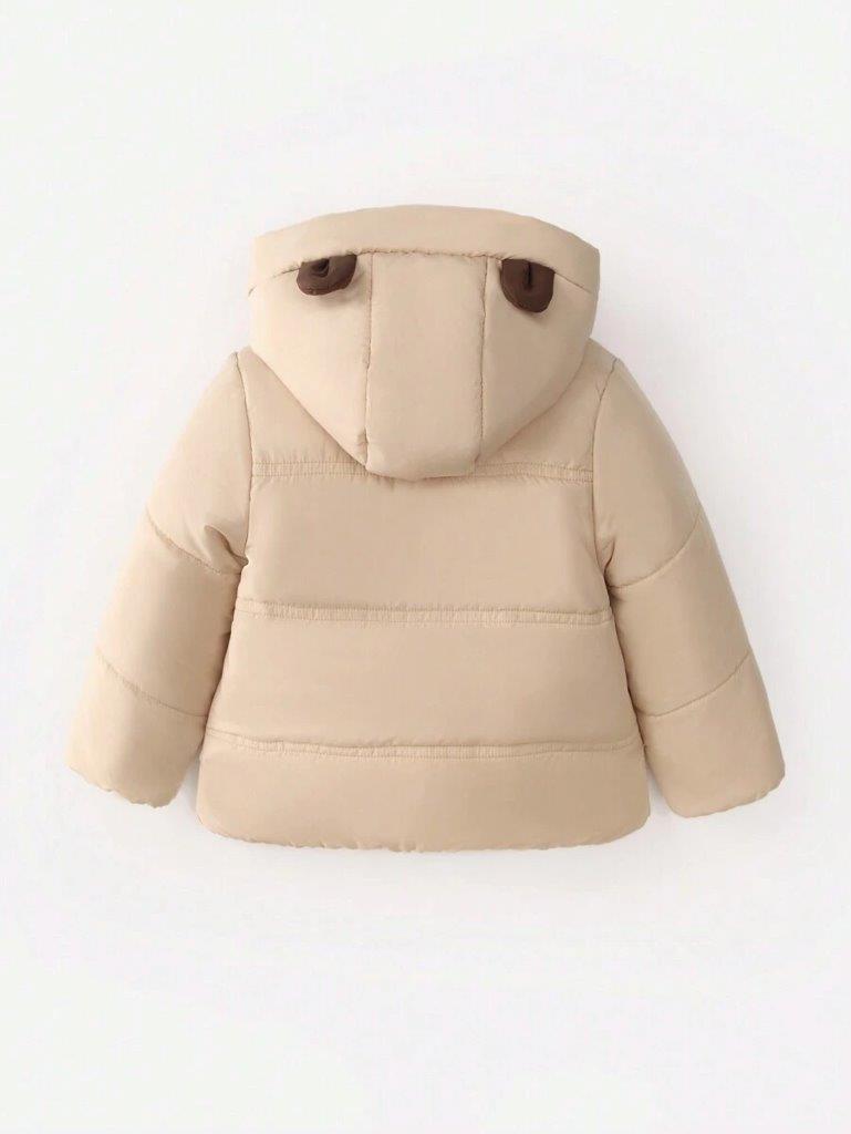 Baby Brown 3D Ears Puffer Coat