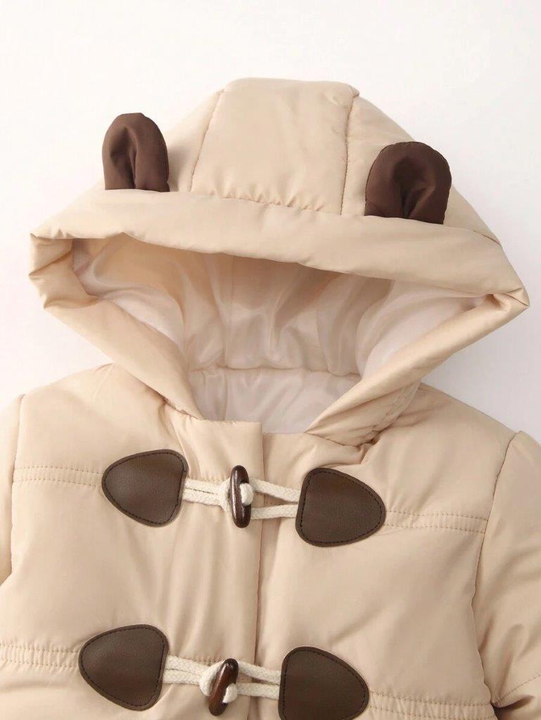 Baby Brown 3D Ears Puffer Coat