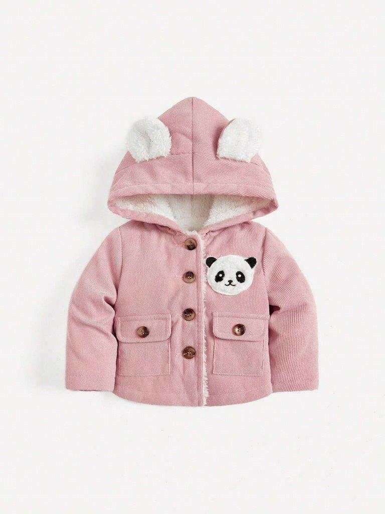 Baby Pink Buttoned Hooded Coat