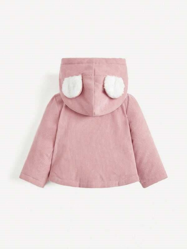 Baby Pink Buttoned Hooded Coat