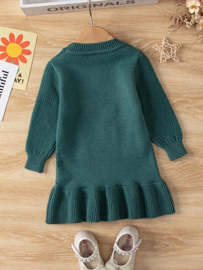 Baby Green Cable Knitted Dress
