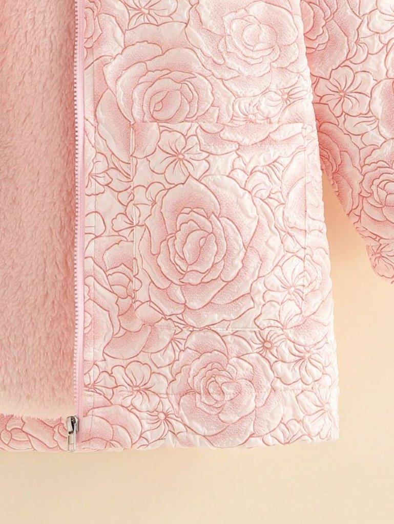 Toddler Rose Pattern Pink Coat