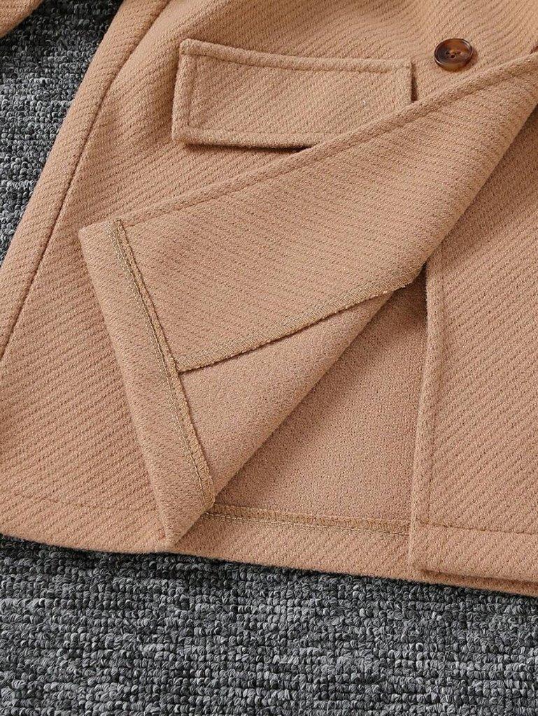 Toddler Girls Brown Woolen Coat With Hat