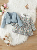 Baby Floral Peter Pan Color 2 Piece Dress Set