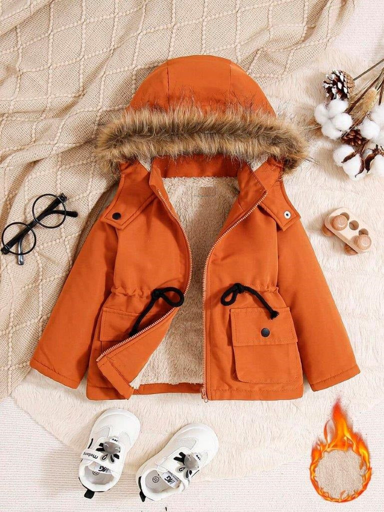 Baby Drawstring Teddy Hooded Jacket