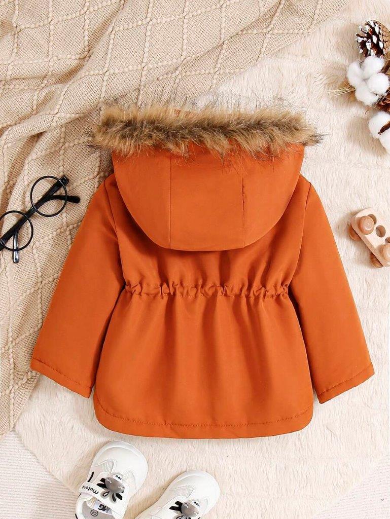 Baby Drawstring Teddy Hooded Jacket