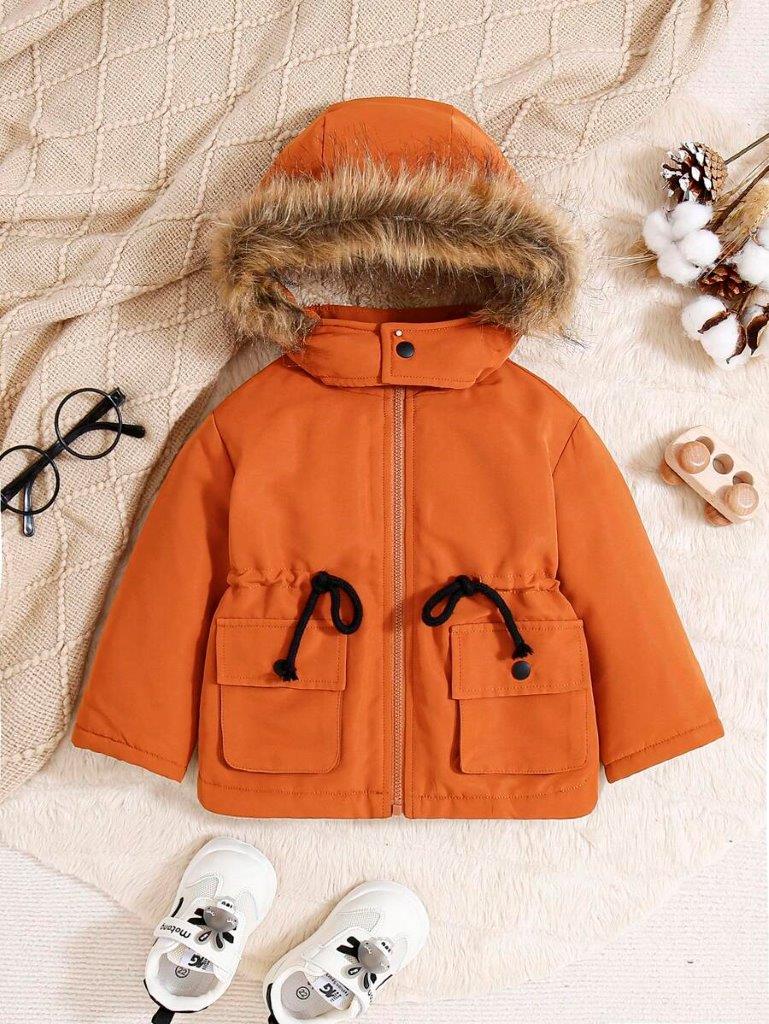 Baby Drawstring Teddy Hooded Jacket