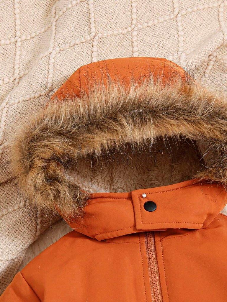 Baby Drawstring Teddy Hooded Jacket