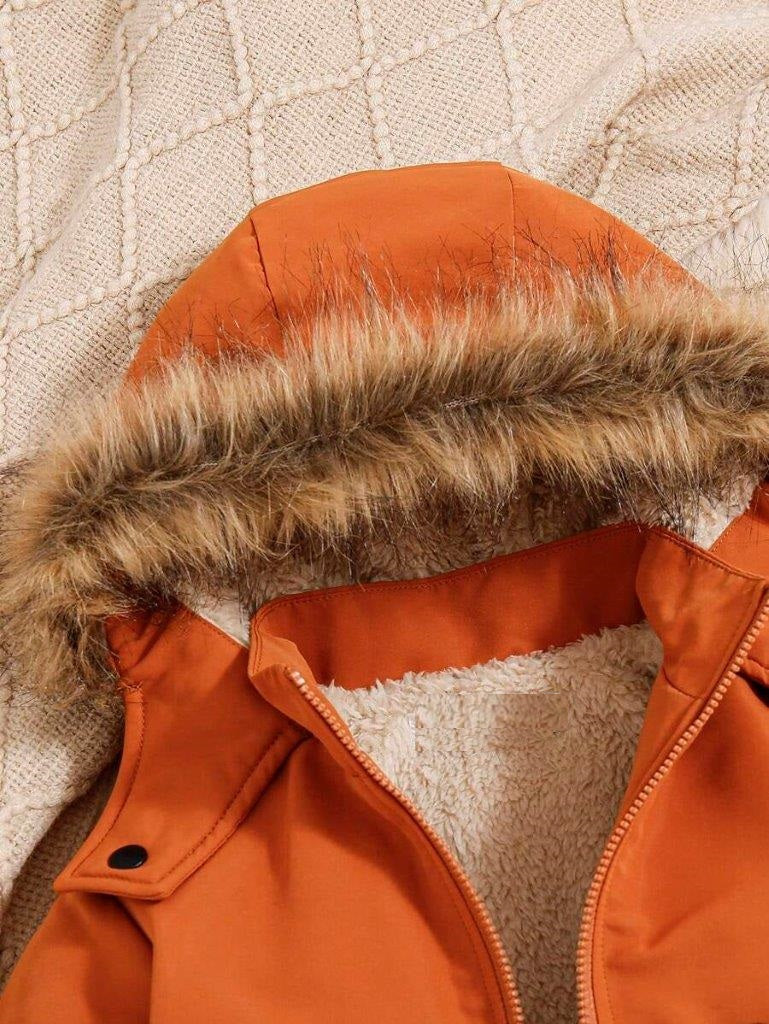 Baby Drawstring Teddy Hooded Jacket