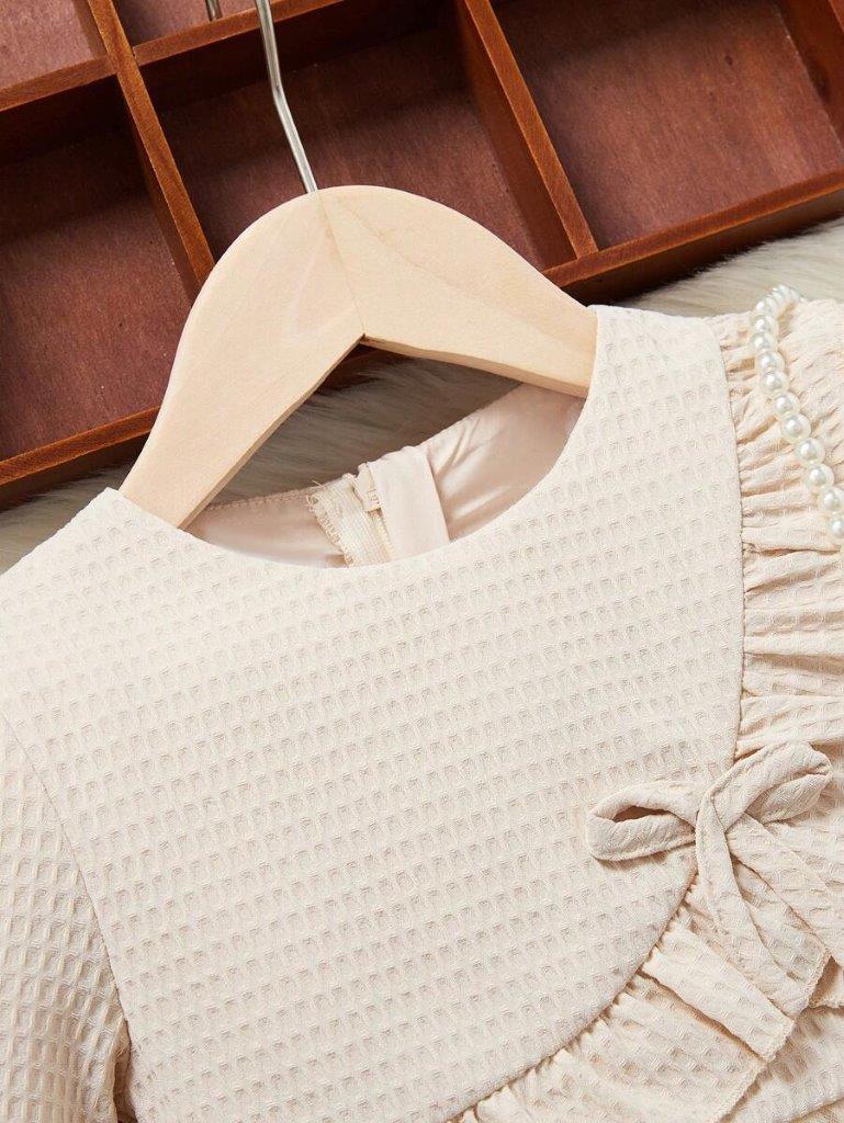 Toddler Girls Elegant Ruffle Trim Bow Dress