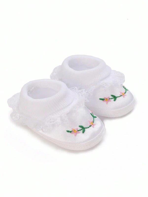 Baby Newborn Flower White Shoes 2