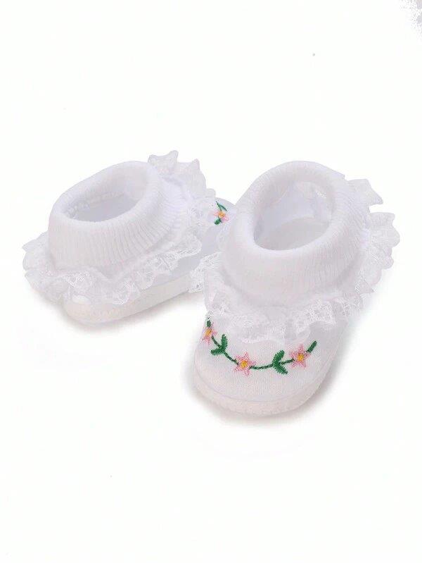 Baby Newborn Flower White Shoes 2