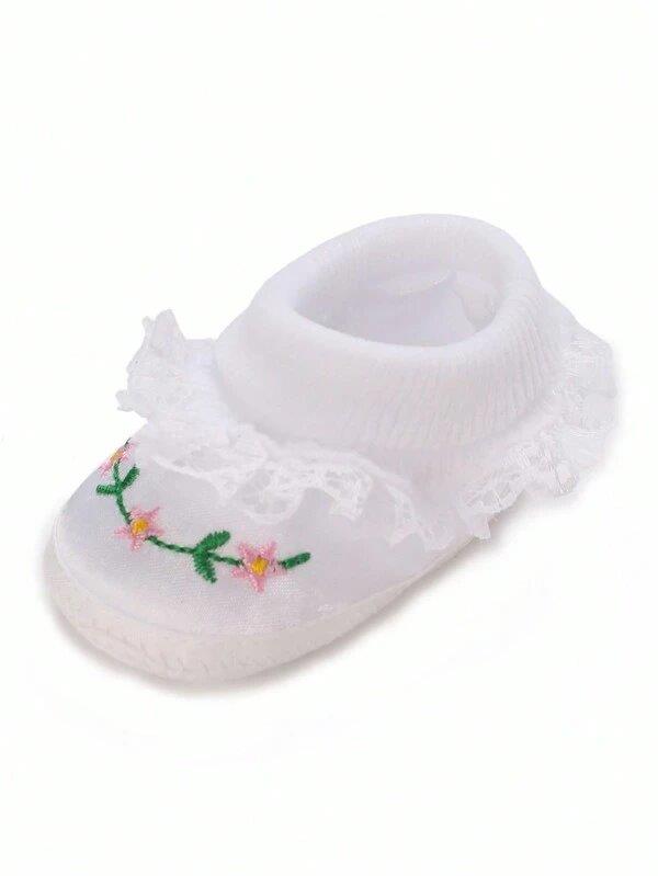 Baby Newborn Flower White Shoes 2