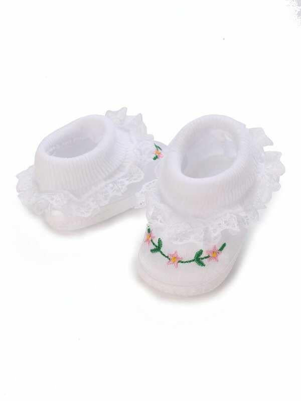 Baby Newborn Flower White Shoes 2
