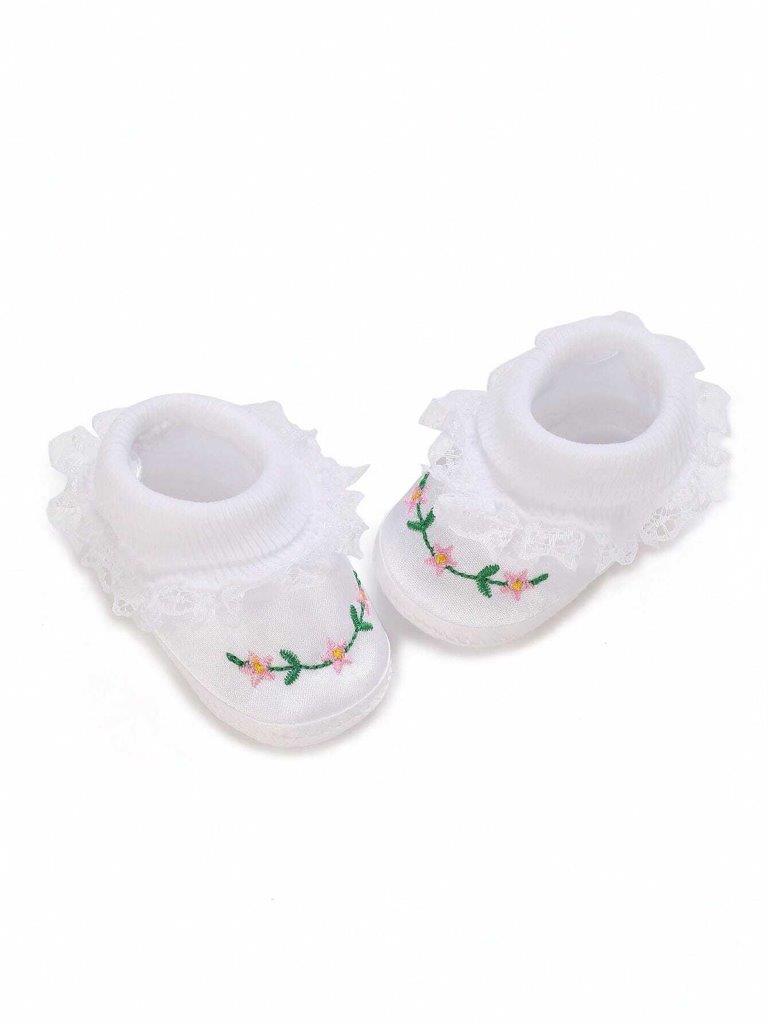 Baby Newborn Flower White Shoes 2