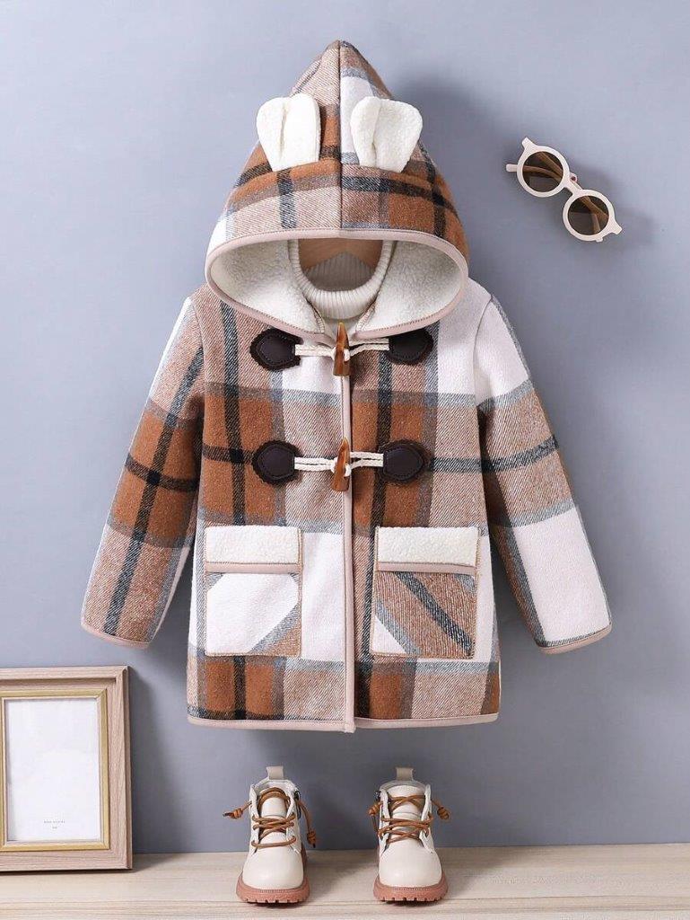 Toddler Boys Plaid Hooded Coat