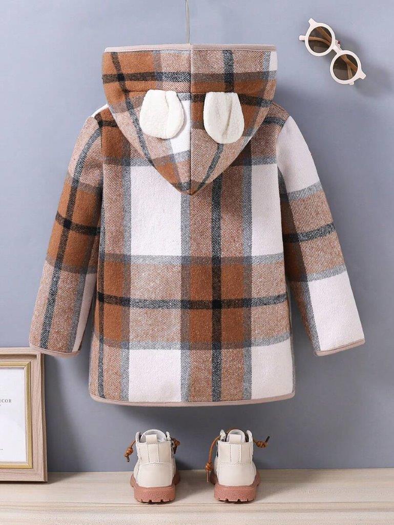 Toddler Boys Plaid Hooded Coat
