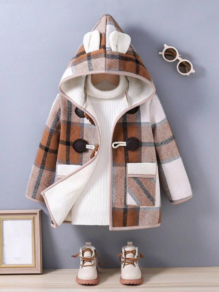 Toddler Boys Plaid Hooded Coat