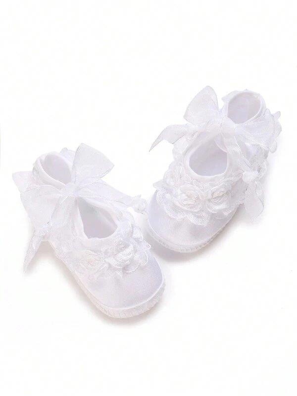 Baby Newborn Flower White Shoes 1