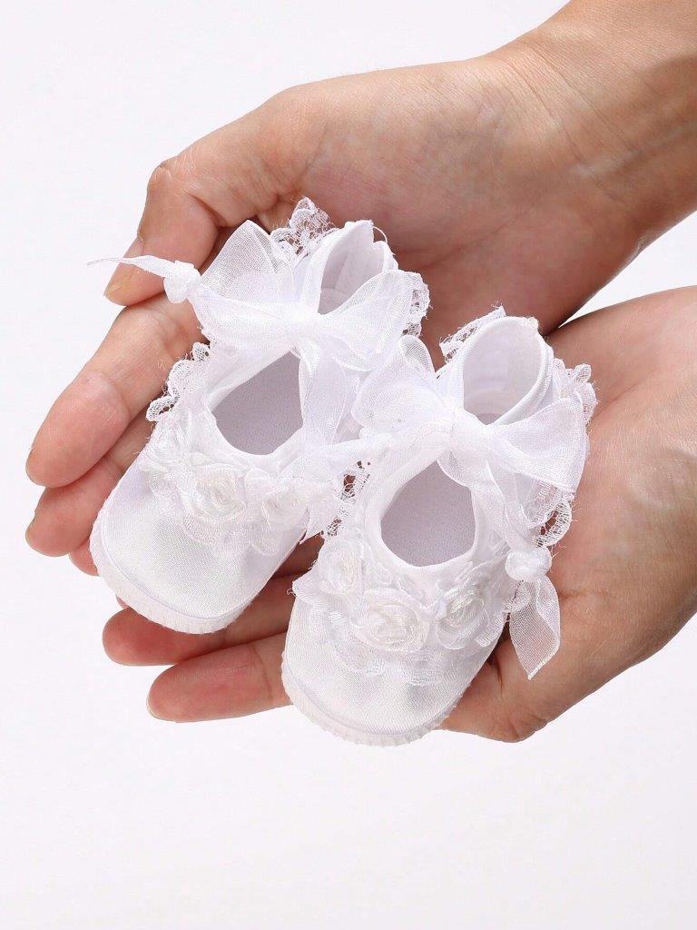 Baby Newborn Flower White Shoes 1