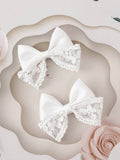 2 Piece Bowknot Design Hair Clips White