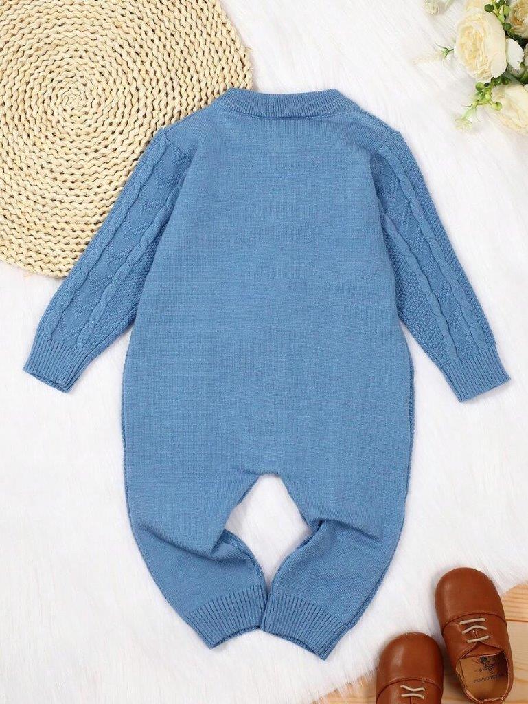 Baby Button Cable Knitted Jumpsuit