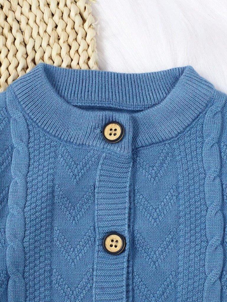 Baby Button Cable Knitted Jumpsuit