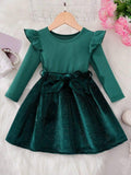 Toddler Girls Glitter Belted Dress