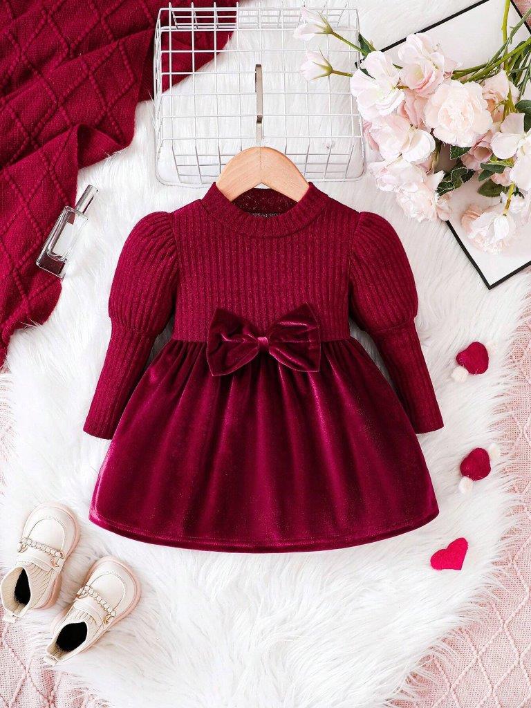 Baby High Neck Velvet Dress