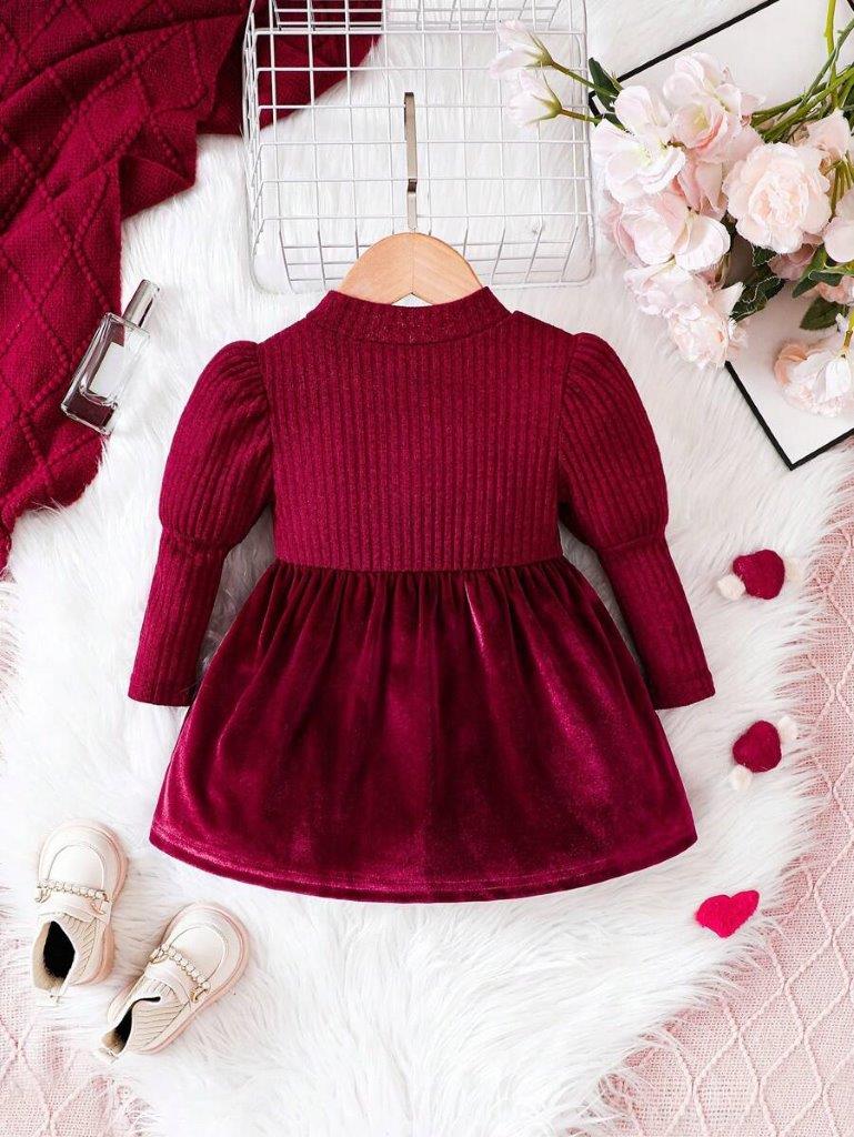 Baby High Neck Velvet Dress
