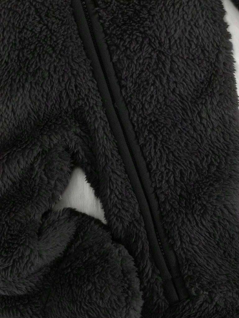Baby Black Zipper Hooded Teddy Jumpsuit
