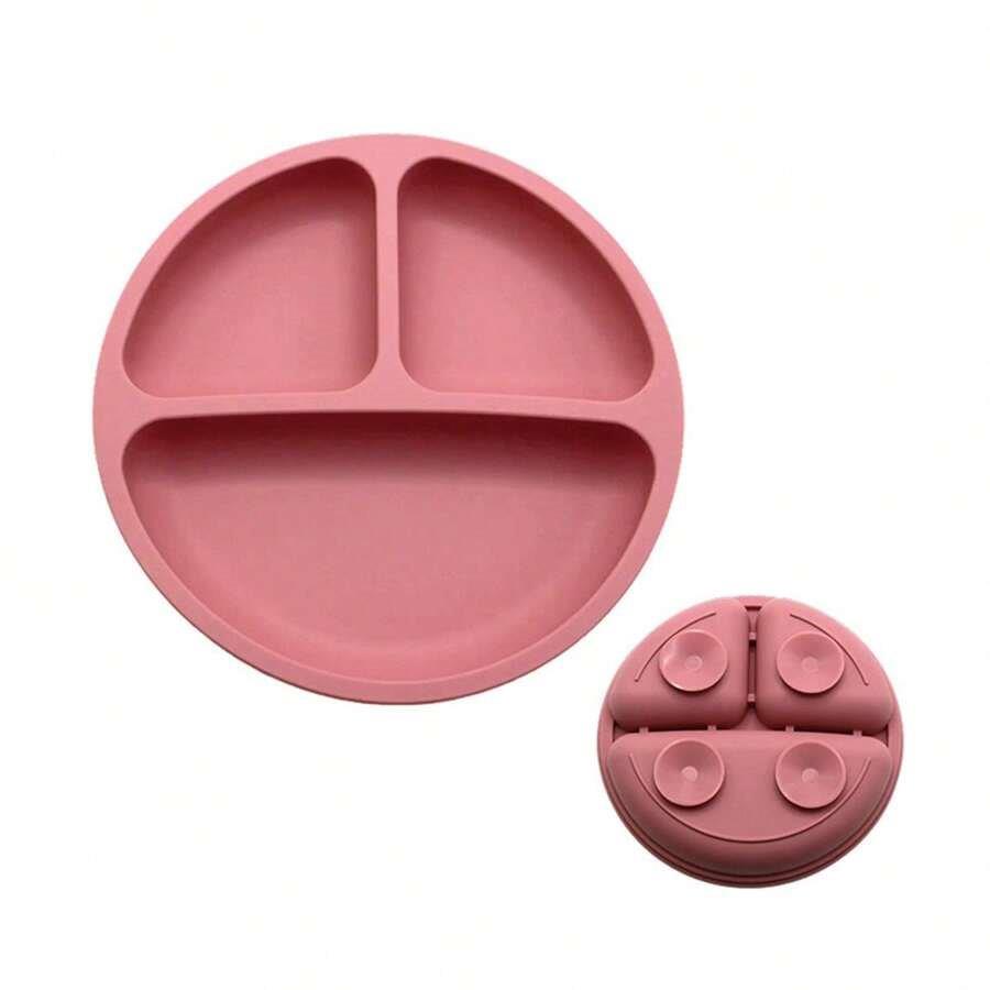 Baby Silicone Suction Feeding Plate Pink