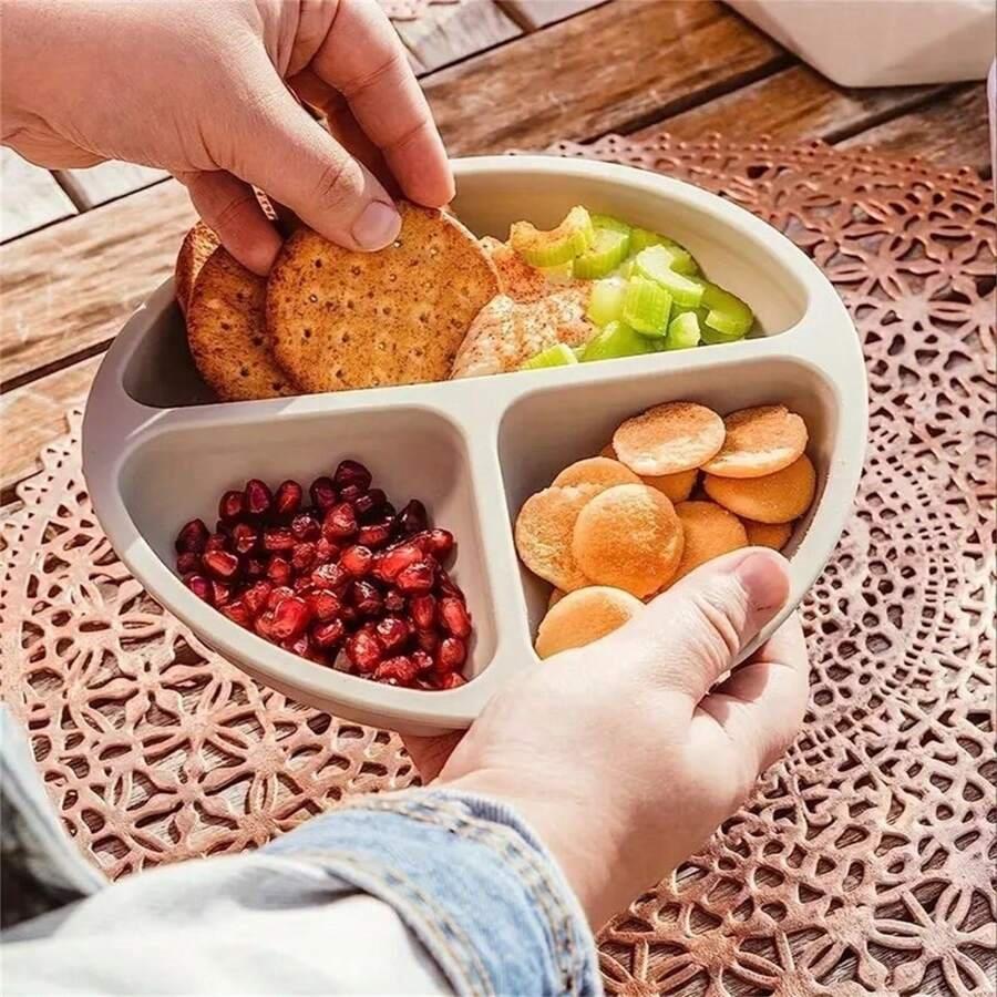 Baby Silicone Suction Feeding Plate Beige