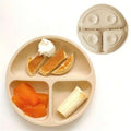 Baby Silicone Suction Feeding Plate Beige
