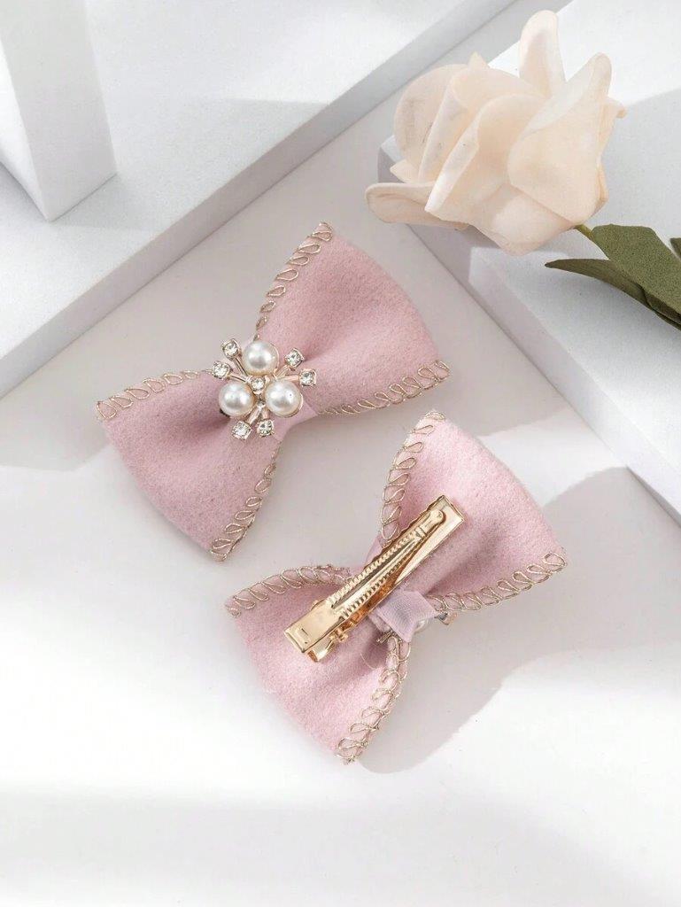 2 Piece Pink Butterfly Hair Clips Set